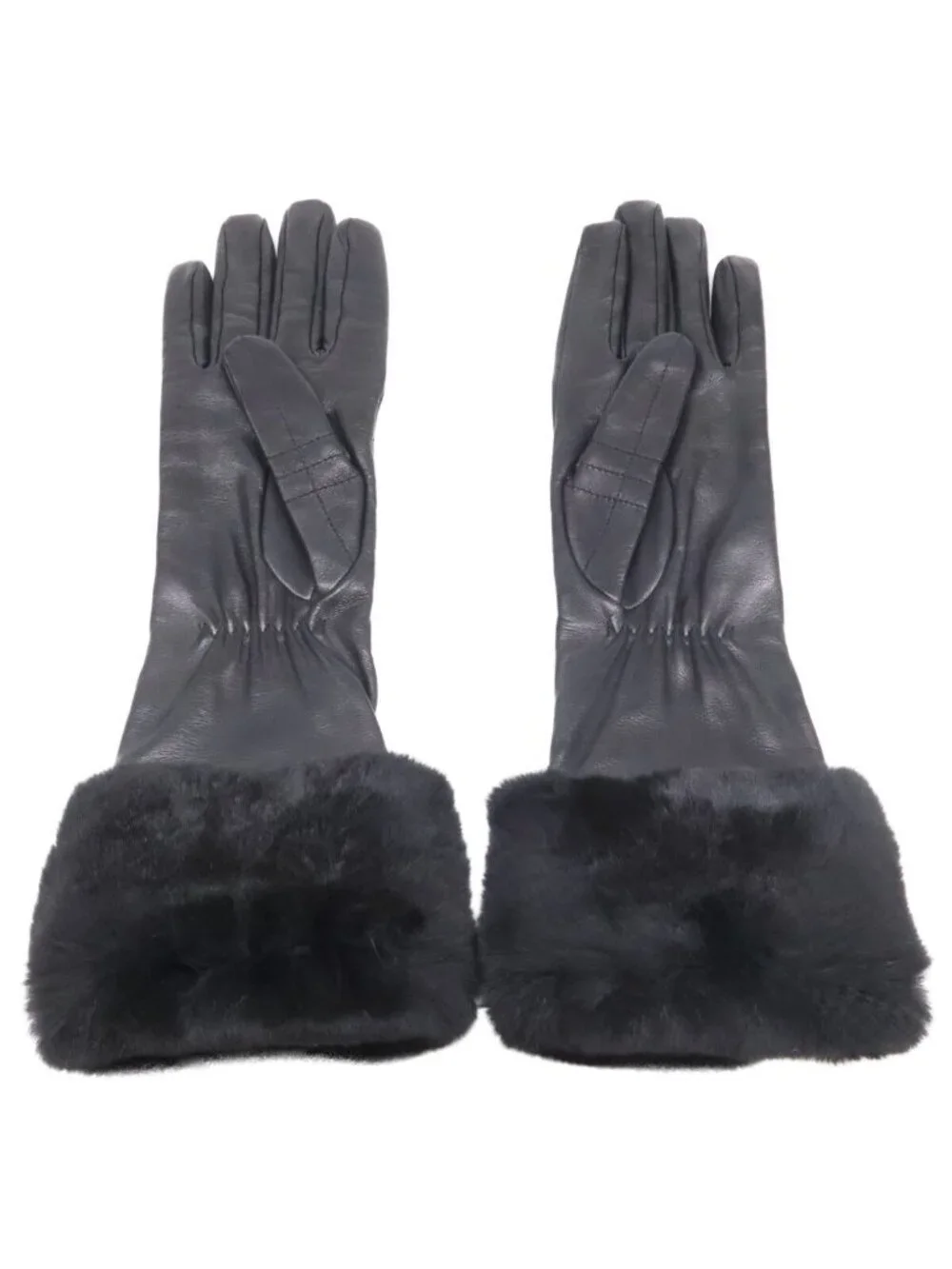 Chanel CC Logo Rabbit Fur Sheep Leather Gloves
